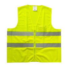 Fluorescent yellow mesh and solid reflective safety vest with PVC pocket